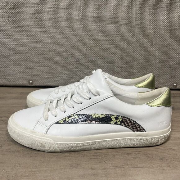 MADEWELL Sidewalk Low Top Sneakers Leather Snake Print Size 7.5 Minimalist White - Picture 2 of 8